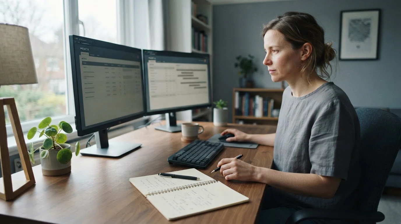 Person at a desk comparing casino payment pages on two screens with handwritten notes