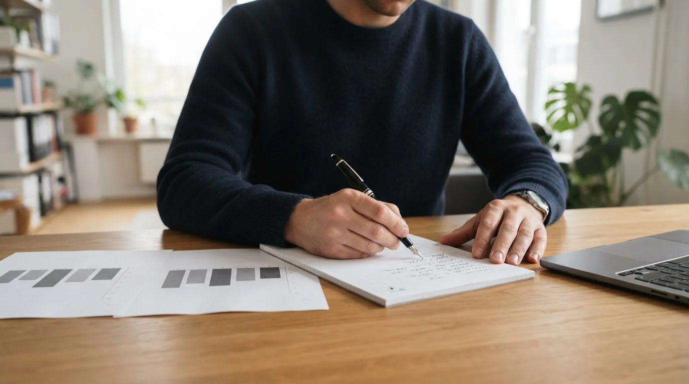 Person comparing casino withdrawal limits against a bank daily limit on paper