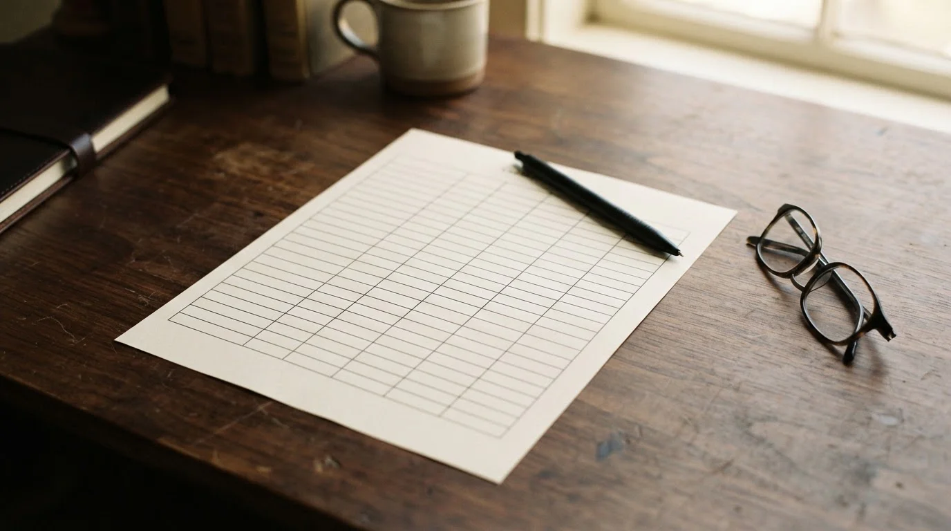 Printed comparison sheet of casino payment conditions on a wooden desk