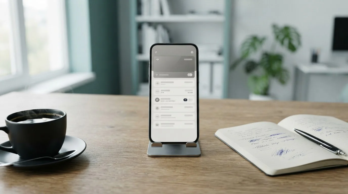 E-wallet payout options open on a phone beside a notepad