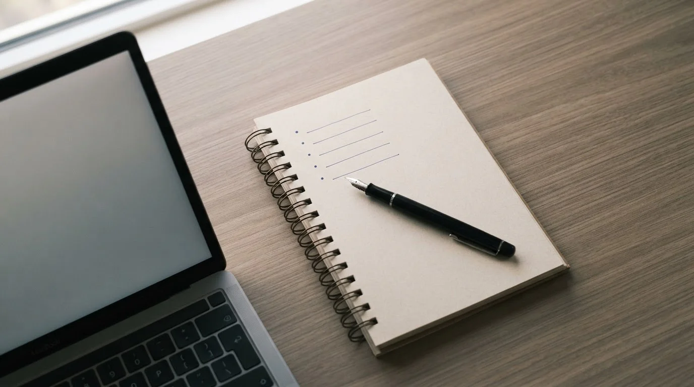 Notepad listing withdrawal minimum, fee, cap and verification next to a laptop