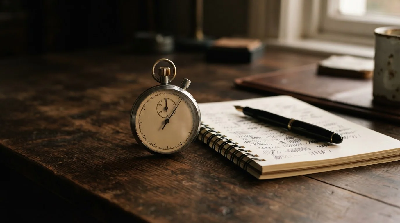 Stopwatch beside a notepad recording withdrawal times for Australian casino payouts