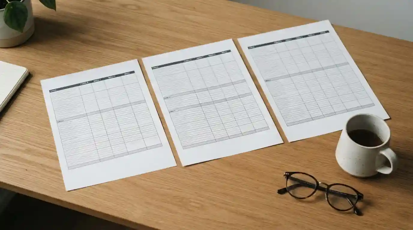 Shortlist of Australian online casinos compared side by side on a desk
