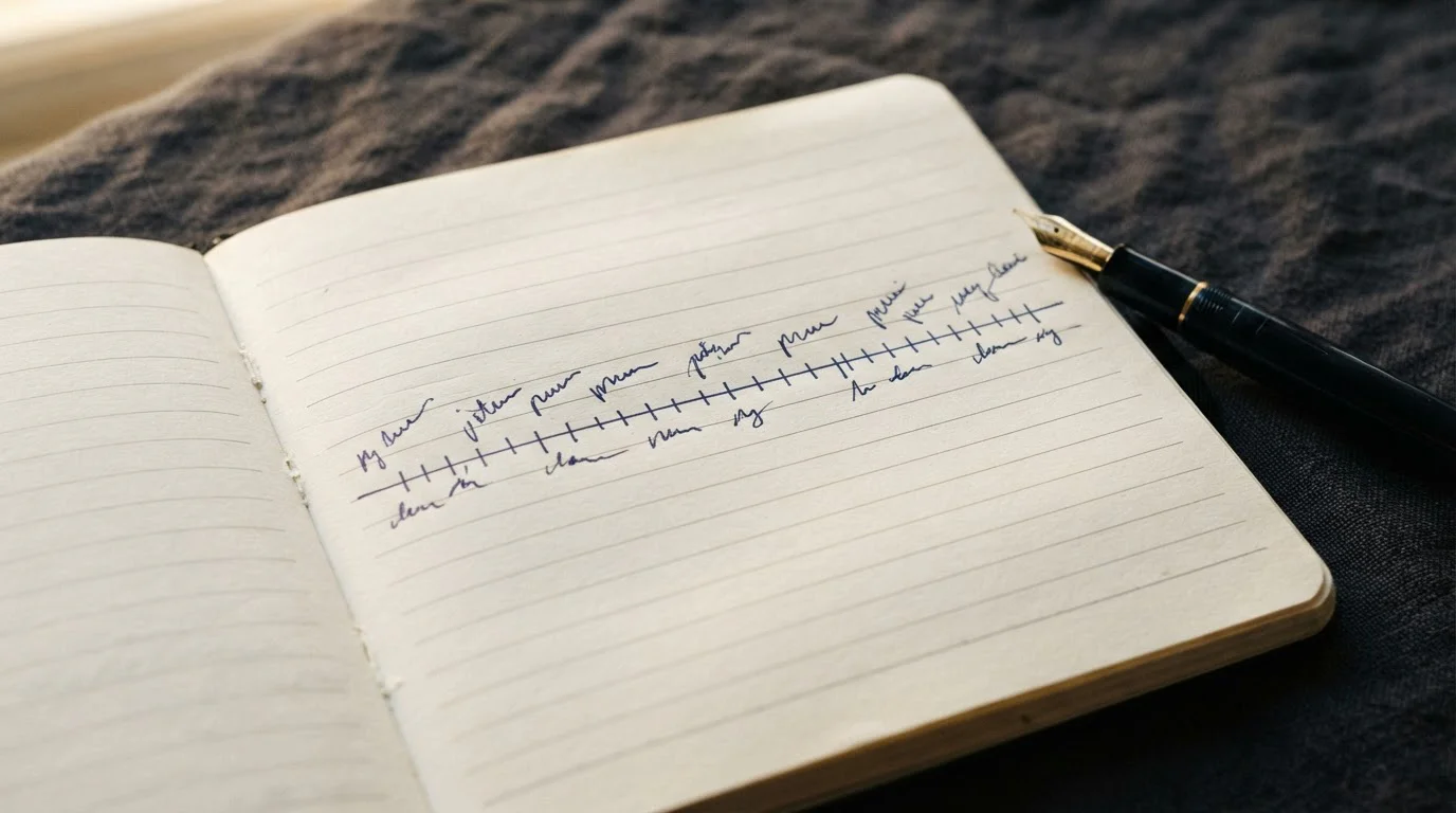 Timeline sketched in a notebook marking operator launch years in sequence