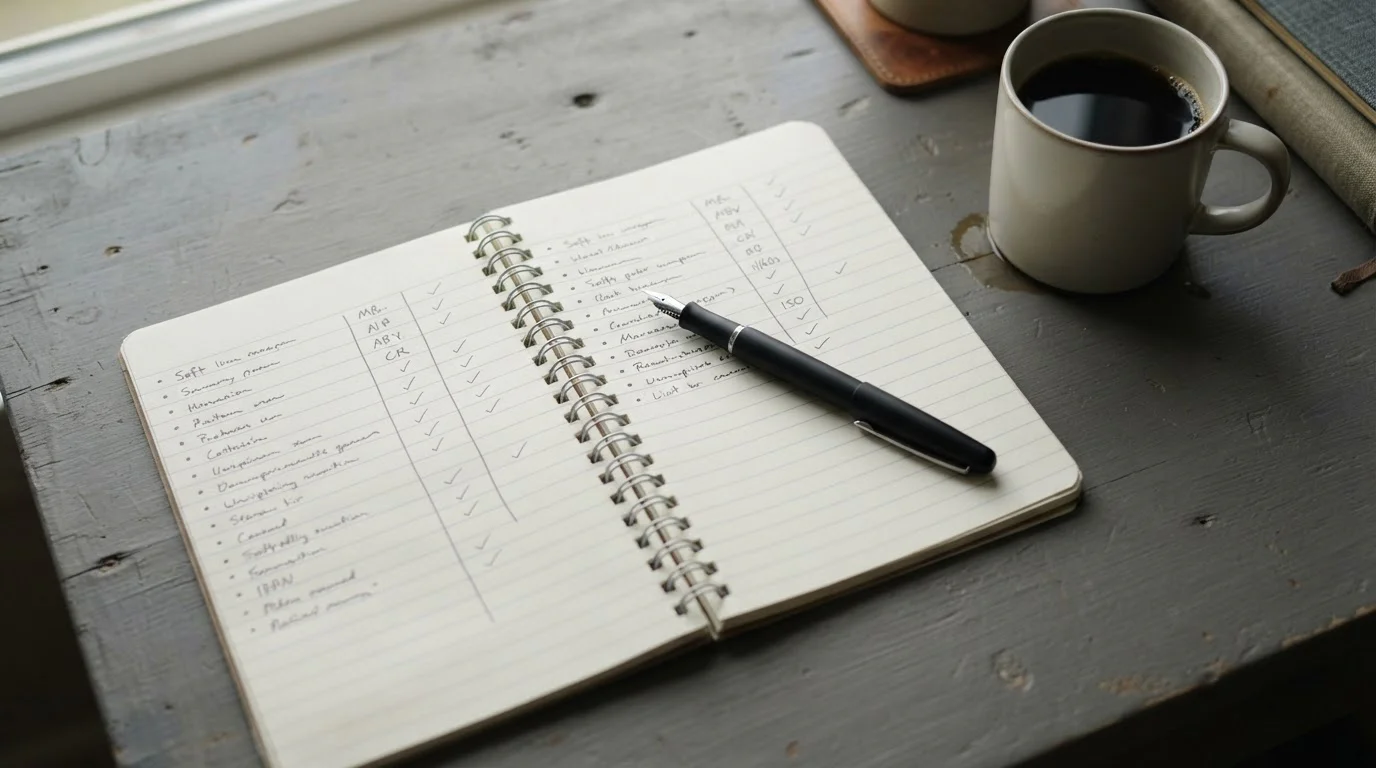 Notepad with a handwritten comparison of minimum deposit pokies sites in Australia
