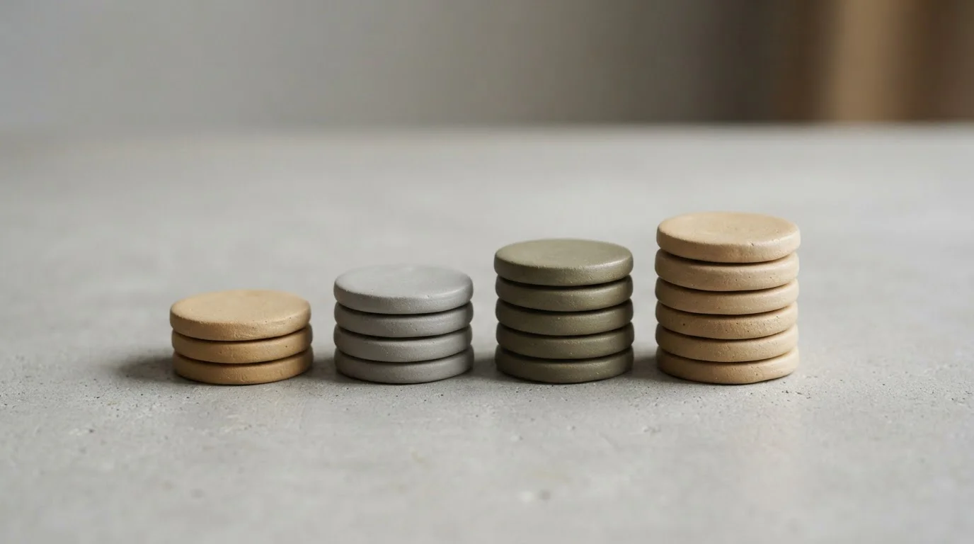 Four plain tokens arranged as ascending steps on a neutral background