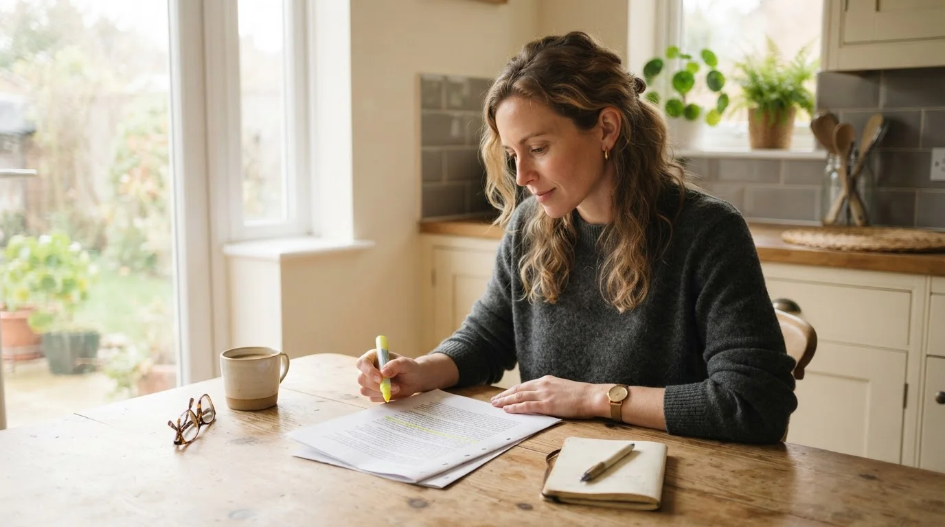 Person reading printed bonus terms with the payment exclusions paragraph marked