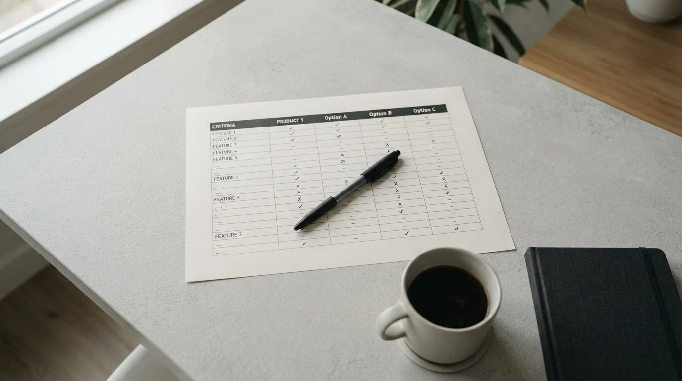 Desk with a printed comparison sheet of Australian casinos that accept Neteller