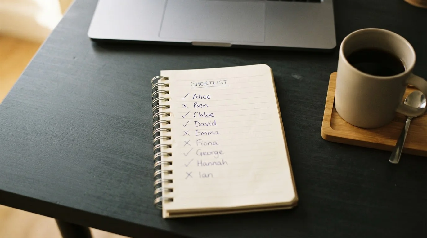 Notepad with a shortlist of PayID casino names and bonus codes beside a laptop