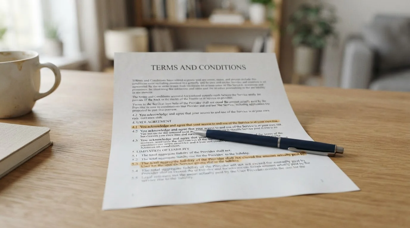 Casino bonus terms document with wagering conditions highlighted on a desk