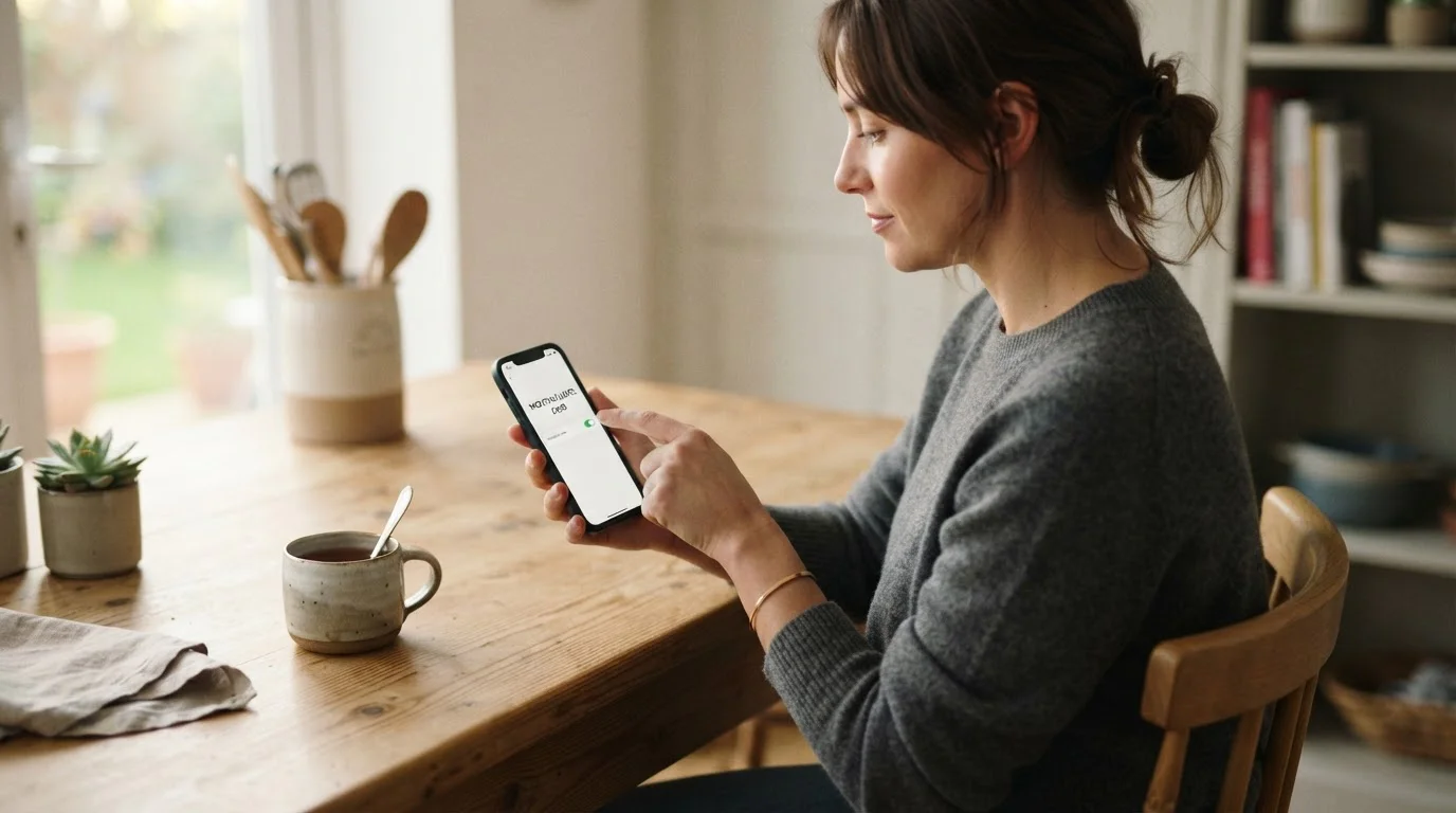 Person setting a spending limit in a mobile banking app for safer play