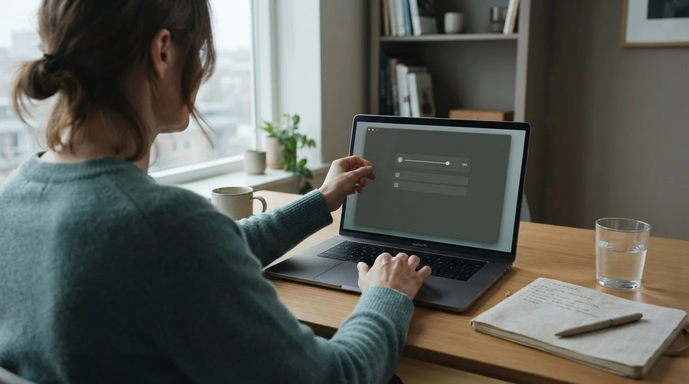 Person setting a spending limit in an account settings screen on a laptop